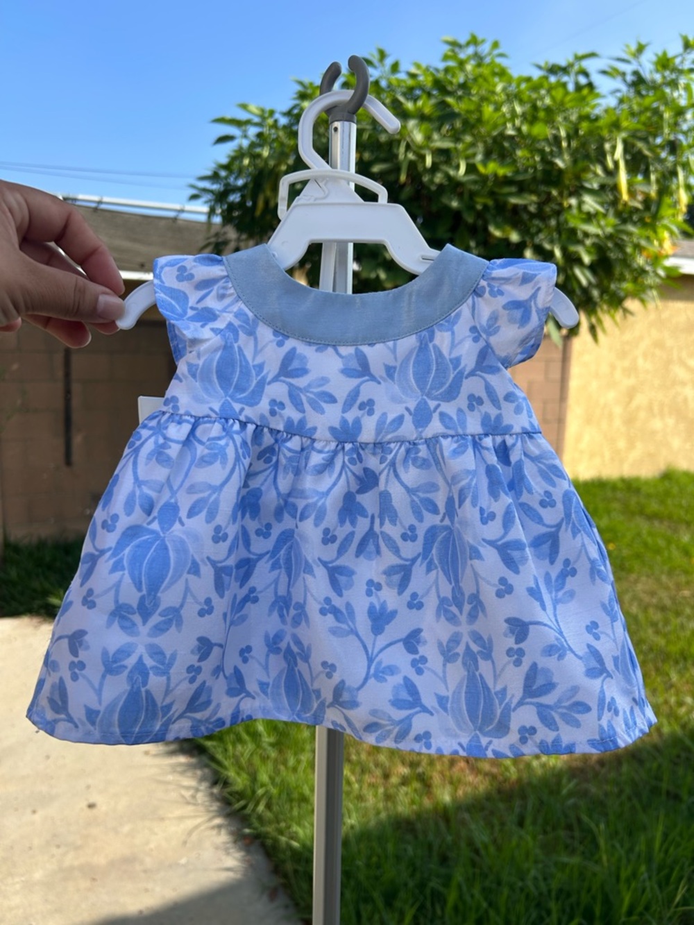 Gymboree Light Blue Floral Dress with Peter Pan Collar
